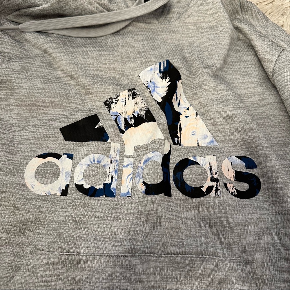 Gray Adidas Sweatshirt with floral pattern - XS